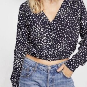 Free People Black and White Button Down Shirt